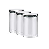 [Moderne Küchendekoration] – 3-teiliges Behälter-Set in klarem Glas, um Ihre Küchenutensilien schnell und einfach zu finden. Füllen Sie verschiedene Arten von Lebensmitteln in diese Gläser und dann werden Sie feststellen, wie schön sie sind.