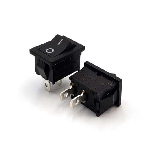 Mini interrupteur à bascule noir 2 positions SPST 2 broches pour montages électriques 5 pièces - 2