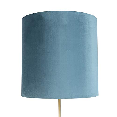 Qazqa Klassisch Stehleuchte mit Schirm, Stehlampe - Parte Fl - Blau, max. 60W, Geeignet für LED, 186.5cm, Ideal als Flur, Küche lampe, Schlafzimmerlampe und Wohnzimmerlampe