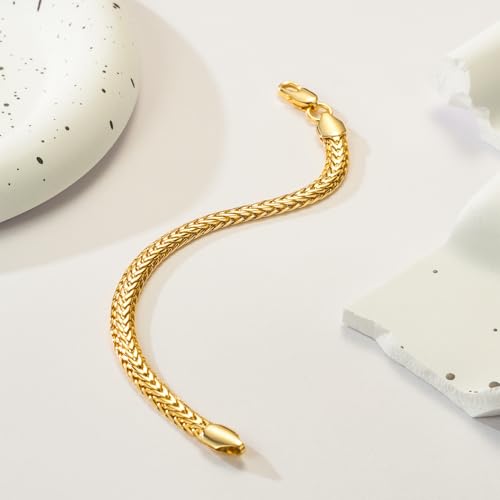 14K Gold Bracelets for Women Mens bracelet Link Foxtail 14K Gold Chain Bracelets for Women Trendy Dainty Bracelets for women 6.5-9in4