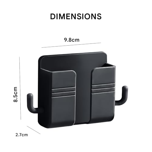 Image of Prolet Wall Mounted Mobile Holder, Key Holder with Storage Case for Remote & 2 Hooks, Multi-Purpose Wall Mount Stand for Phone /Remote & Accessories /Bedroom /Bathroom /Kitchen (Multicolour Pack of 4)