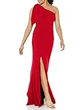 Dress the Population Women's Georgina One Shoulder Bow Detail Trumpet Gown Long Dress Dress, Garnet, l