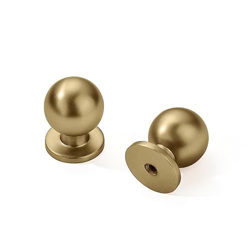 khtumeware 20 Pack Gold Cabinet Knobs - Round 1 inch Brushed Brass Zinc Alloy Dresser Knobs Metal Cabinet Handles for Drawer Desk Cupboard by khtumeware - Used condition - US$39.99