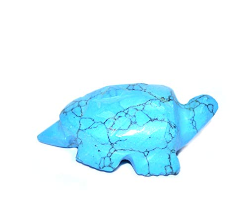 Tortue en turquoise naturelle sculptée main, pierre précieuse de 23,5 carats, format 2,7x3,5 cm