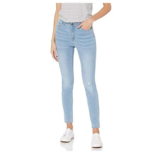Amazon Essentials Women's Skinny Jean, Bleached Blue Wash, 8 Short