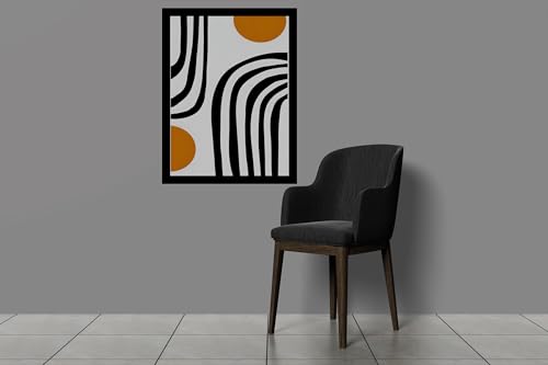 Image of BLINKART Vintage Bauhaus Retro Geometric Aesthetic Poster Gallery | Colorful Wrap Framed For Home Office Studio Living Room Modern Art Studio Decoration Abstract Shapes | (d79) | 13x10 Inch