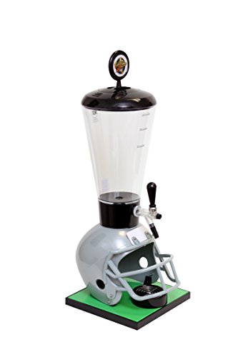 Beer Tubes Grey Football Helmet Beverage Tower Dispenser with Commercial Tap, 128 oz. Super Tube, FGR-ST-C