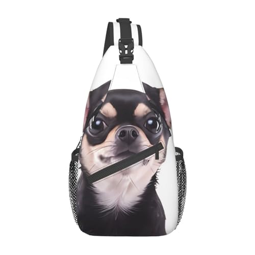 Sac de voyage à bandoulière ergonomique noir imprimé chihuahua unisexe