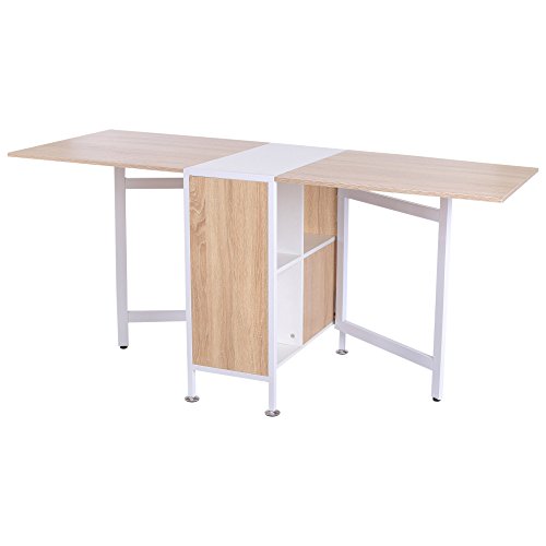 HOMCOM Table Pliable de Cuisine pour 4 Personnes Table à Manger 4 niches intégrées pour Petit...