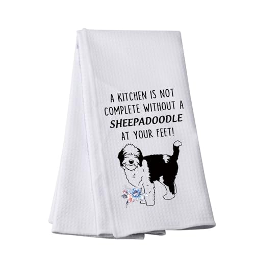 PWHAOO A Kitchen is Not Complete Without A Sheepadoodle Kitchen Towel Sheepadoodle Lover Gift (Sheepadoodle Towel)