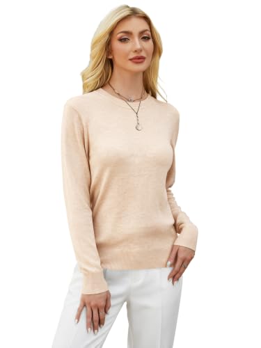 Image of GKBK Women's Wool Blend Sweaters 2026 Fall Fashion Lightweight Business Casual Outfits Long Sleeve Crew Neck Pullover Tops