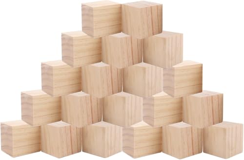 20 Stück Holzwürfel 50mm Natur Holzklötze 5 X 5 X 5cm Holzblöcke Zum Basteln Quadratische Blanko Holzwürfel Unbehandelte Holz Würfel Es Kann Für Bastelarbeiten, DIY-Projekte, Stempel, Bausteine, Spiel