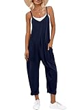 ANRABESS Jumpsuits for Women Casual Summer Overalls Sleeveless Spaghetti Strap Romper Jumpers Trendy Beach Vacation Outfits Navy Blue Small