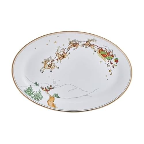 Fitz and Floyd St. Nicholas Gold Banded Holiday Serving Platter, 14 inch Fitz and Floyd St. Nicholas Gold Banded Holiday Serving Platter, 14 inch