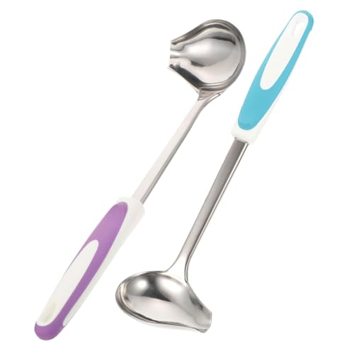 Cabilock 2Pcs Stainless Steel Sauce Ladle Non Slip Pouring Spout Gravy Serving Spoon for Kitchen Cooking Utensils for Restaurants Buffets and Home Use