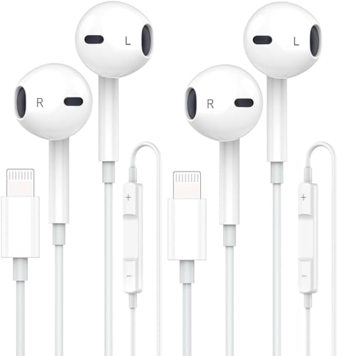 Paquete de 2 Auriculares para iPhone, Auriculares con cable y aislamiento de ruido, con micro y control de volumen, compatible con iPhone 14/14 Pro Plus/13/13 Pro/12/12 Pro/11/11 Pro/XS/XSMax/XR/X/8/7