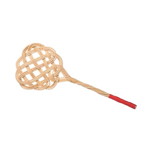 Adam Schmidt | Teppichklopfer in Sonnenform mit Handschutz | 3-fädiges Natur Rattan | länglich hell | 75x26x1 cm | flexibel und robust | ideal zur Reinigung von Teppichen und Fußmatten