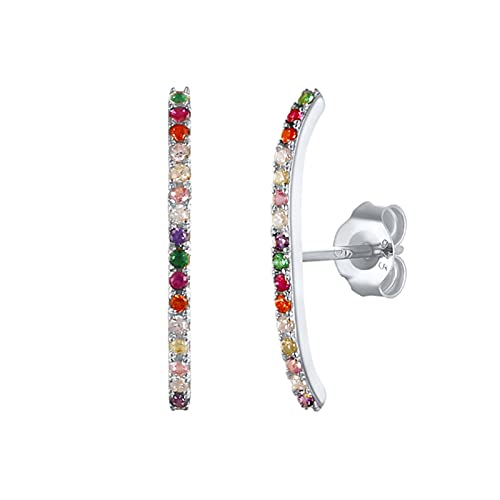 Créoles en zircon arc-en-ciel et argent 925 de haute qualité - Cercle mosaïque
