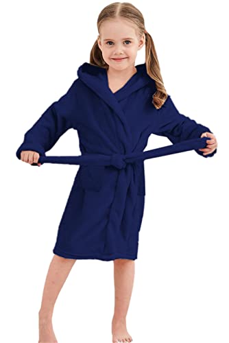 Image of Umeyda Girls Fleece Hooded Robes, Warm Printed Bath Robe for Kids Soft Fuzzy Bathrobe for Gifts