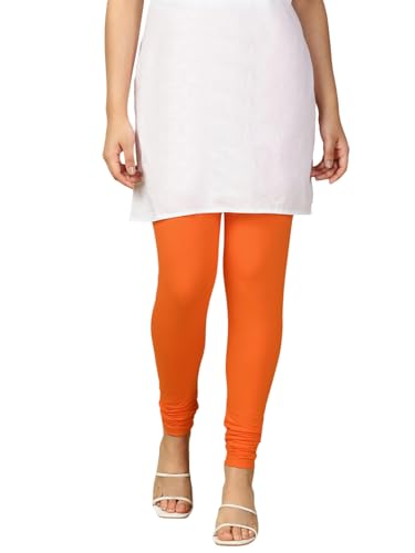 Image of Lux Cozi PYNK Solid Premium Cotton Lycra Churidar Leggings for Women | Regular Fit Elastic Waist Full Length Women Leggings | Free Size