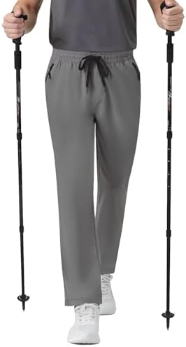 Men's Stretch Hiking Pants Lightweight Slim Fit Joggers Quick Dry Outdoor Sweatpants with Zipper Pockets