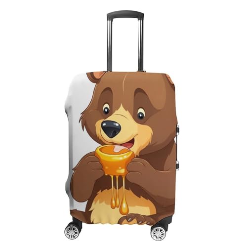 Bear Eating Luggage Cover Personalization Suitcase Covers Protector Elastic Washable Baggage Cover Anti-Scratch For Traveling, Aircraft Consignment XL