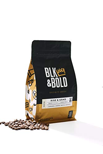 BLK & Bold | Rise & GRND Coffee Blend | Fair Trade Certified | Medium Roast | Whole Bean Coffee | 12 oz. bag