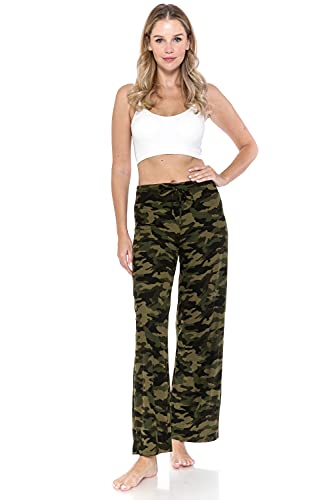 Image of Leggings Depot Women's Wide Leg Drawstring Pajama Pants for Lounge, Sleep | Soft, Breathable Poly-Span, Drawstring Waist, Comfy, Casual, Yoga, Everyday