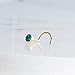 Fashion Art Jewelry Nose Stud Screw Shaped Gemstone Nose Rings, Sterling Silver, Gold 18-20 GA Nostril Corkscrew Piercing for Women Men Left or Right Side (Dark Green Opal 3mm / 20 gauge/Left side)