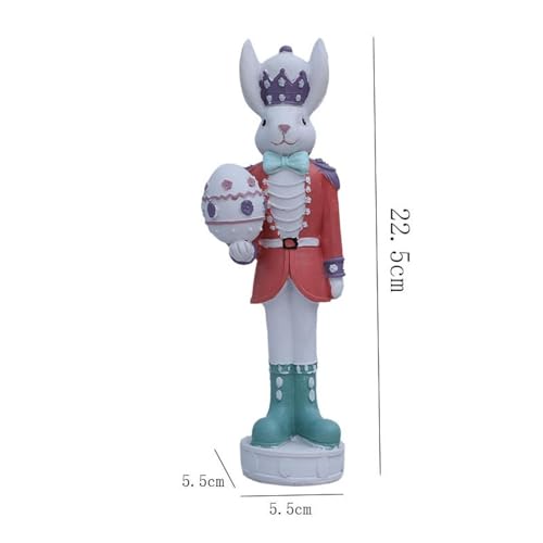 Figurine lapin de Pâques rouge en résine pour table - 7