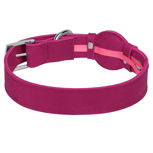 Coleira de couro para cães com suporte para Airtag - Coleiras para cães Apple AirTag - Coleira intel
