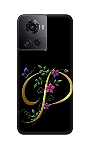 Image of Printed Hard Back Cover Case for OnePlus 10R 5G 80W | 150W Back Cover (Alphabet P) -1803