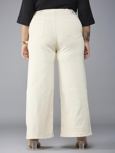 Image of Style Quotient Women Plus Size Black Wide Leg High Rise Stretchable Jeans