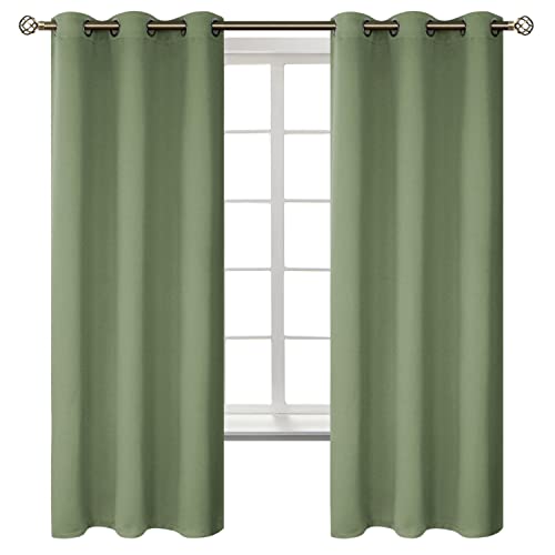 Image of BGment Grass Green Black Out Curtains 63 Inch Long for Bedroom - Spring Style Room Decor Thermal Insulated Grommet Minimalist Window Treatments Drapes, 2 Panels, 42 x 63 Inch
