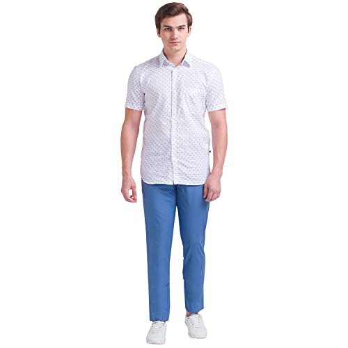 Image of Parx Men's Flat Front Comfort Fit Dark Blue Casual Trouser