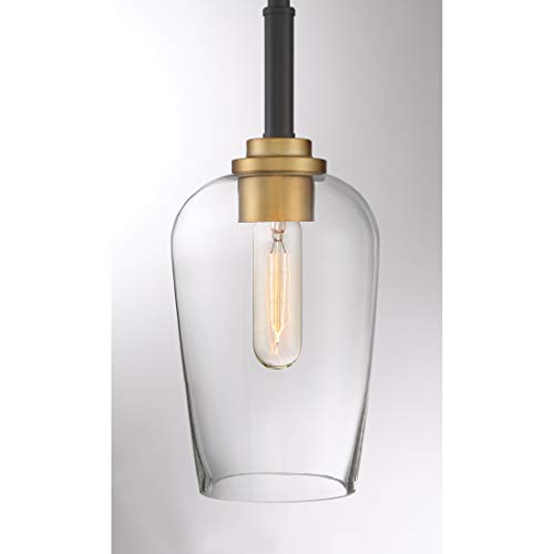 Quoizel Sgr1505Ek Sagamore Mini Pendant Ceiling Lighting, 1-Light, 100 Watt, Earth Black With Brass Accents (13"H X 5"W) #TOP3
