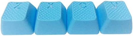Rubber Gaming Backlit Keycaps Set - 4 Keys for Z, X, C, V, Cherry MX Mechanical Keyboards Compatible OEM (Neon Blue)