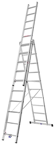 Preisvergleich Produktbild HYMER 7004730 ALU-PRO Mehrzweckleiter dreiteilig , 3x10 Sprossen