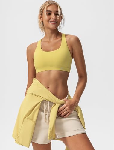 Sujetadores deportivos de yoga Yvette en color amarillo y talla XXL con espalda cruzada 5