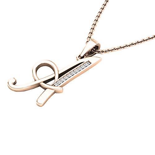 Dazzlingrock Collection 0.05 Cttw 18K Round Diamond Fancy Letter Alphabets Initial Pendant, Solid White Gold3
