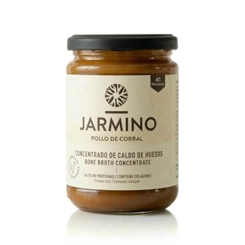 JARMINO Caldo de Huesos de Pollo Orgánico Concentrado Rico en Colágeno de Pollos de Corral, Alemania, 410 g (41 porciones) Fuente Natural de Proteínas y Aminoácidos, Sin Gluten Apto para Keto y Paleo
