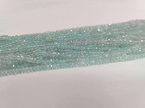 Aigue-marine perles rondelles facettées 3mm pour création de bijoux fins