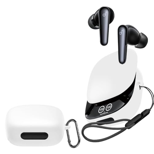 For Anker Soundcore Liberty 4 Pro ケース ワイヤレスイヤホン カバー【YCJDP】可視LEDライト 紛失防止バックル付き/落下防止コード付 着装まま充電可能 柔らかい 防水防塵 軽量 耐衝撃性 無臭で 耐久性 ソフト 衝撃