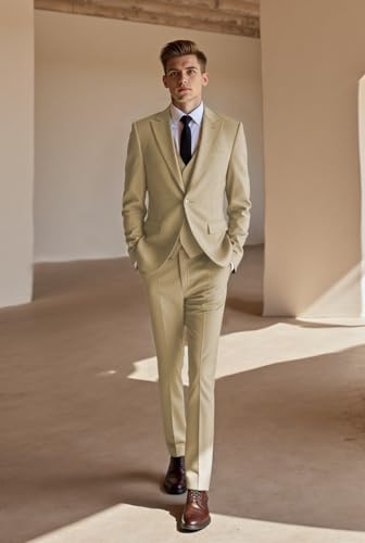Men's Suits Regular Fit 3 Piece Double Breasted Prom Tuxedos Business Jacket Blazer+Vest+Pants Wedding2