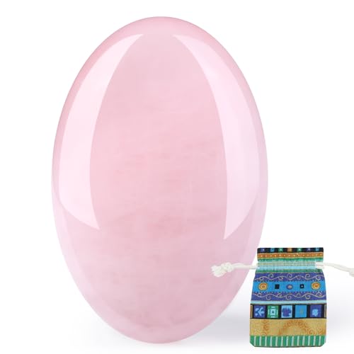QINJIEJIE 2.4" Rose Quartz Large Palm Stone Healing Crystals Polished Worry Stone Natural Gemstones Gifts for Women Men Meditation Protection Energy Balancing Anxiety Stress Relief 1PCS