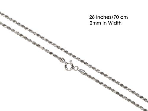 Aka Gioielli® - Touwmodel ketting 2 mm - Dames man ketting in gerodineerd 925 sterling zilver - Lengte: 40 45 50 55 60 70 cm - Image 3