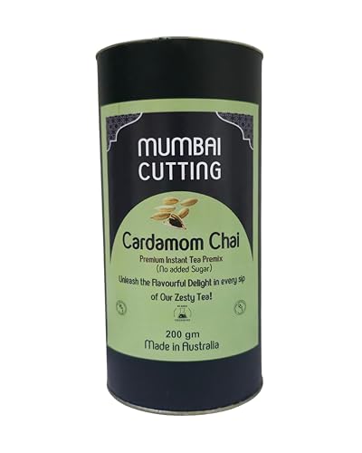 Mumbai Cutting Cardamom Chai Premium Instant Tea Premix, No Added Sugar, 200g, 10 Sachets, Made in Australia