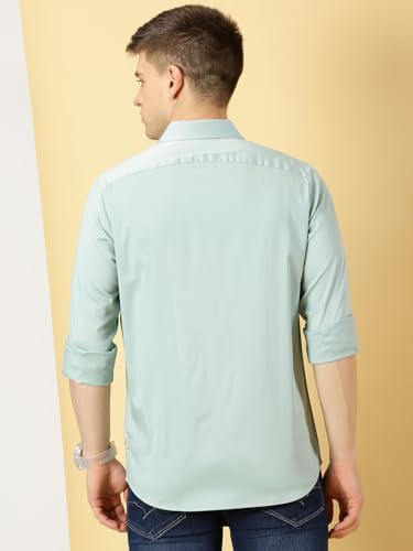 Image of Thomas Scott Men's | Solid | Full Sleeve | Slim Fit | Cotton Blend | Spread Collar | Casual Shirt