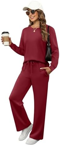XIEERDUO Women's 2 Piece Lounge Sets Side Slit Outfits Wide Leg Tracksuit Comfy Loungewear Fashion Sweatsuit S-3XL