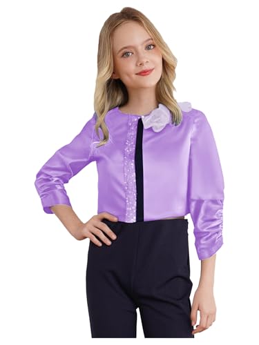 Choomomo Girls Sequins Short Bolero Shrug Cropped Cardigan Kids Long Sleeve Ruffled Dressy Jacket3